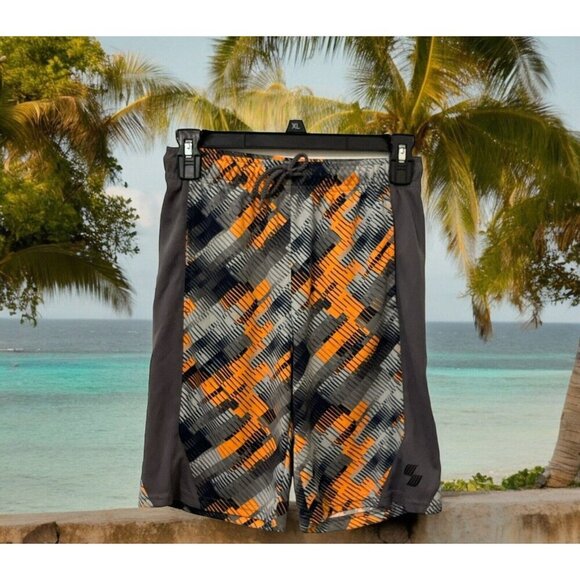 Place Sport Boys Print Knit Basketball Shorts Size L 10-12 Drawstring - Picture 1 of 10